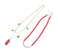 MOBUTOFU 1 Set Merry Christmas Holiday Beaded Necklace for Women Festive Message Choker Vibrant Colors Versatile Layered Accessory Occasion Durable Design