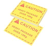 MOBUTOFU 100pcs Yellow Adhesive Shipping Caution Stickers with Strong Adhesion for Heavy Package Warning in Shipping Industry and Factory Use