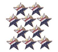 MOBUTOFU 10pcs American Flag Star Pins Alloy Brooches Patriotic Five Pointed Star Lapel Badges for Independence Day Parties Parades Everyday Wear Durable Non Fading Accessories