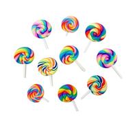 MOBUTOFU 10pcs Colorful Lollipop Brooch Pins Funny Decorative Plastic Metal Accessories for Clothes and Bags, All-match Cute Style, Pattern Assorted style