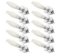 MOBUTOFU 10pcs Glow Cuttlefish Sleeve Hook Octopus Luminous Hook Glow in The Dark Metal Portable Packaging White Fishing Gear Enhance Night Fishing for Deep Sea Anglers