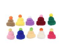 MOBUTOFU 10pcs Mini Knitted Hats DIY Decor Accessory Handmade Material Colorful Plush Hat Chic Lovely Style for Craft Decoration Random Color