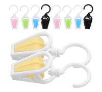 MOBUTOFU 10pcs Rotating Plastic Hook Clips with Strong Swivel and Robust Grip, Lightweight Abs Clothes Pins for Curtain and Hats, for Beach and Retail Display, Sturdy Laundry Drying