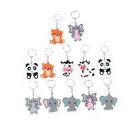 MOBUTOFU 12pcs Cartoon Animal Keychains PVC Soft Gel Keyring Adorable Animal Keychain Key Chain Decorative Pendant Random Style