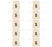 MOBUTOFU 12pcs Money Sign Drawstring Bag 4.72x3.93x0.20inch Cotton Linen Small Storage with Convenient Easy Open Design for Party Packaging