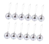 MOBUTOFU 12pcs Silver Mirror Disco Ball Hanging Party Glass Mirror Ball for Disco Stage and Christmas Decorations Light Effect