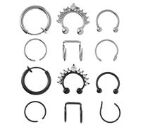MOBUTOFU 12pcs Stylish C Shaped Nose Rings Stainless Steel Nose Jewelry Decorative for Piercing Art Lovers for Any Occasion Fashionable Accessory to Elevate Your Look