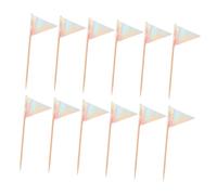 MOBUTOFU 12pcs Triangle Food Flag Picks for Cakes and Desserts Multi Event Cocktail Toothpicks with Stable Insertion Colorful Silver Party Decorations for Fruits Appetizers and Cupcake