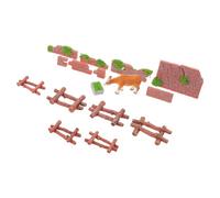 MOBUTOFU 16pcs Miniature Landscape Decorations with Wooden Fence Micro Landscape Ornaments for Bonsai Plants, Resin Fairy Garden Fence Crafts Suitable for Desktop and Dollhouse Garden