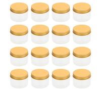 MOBUTOFU 16pcs Multipurpose Cosmetics Sub Container Plastic Bottles 120ml with Golden Flat Lids and Straight Edges Portable Cream Storage Jars for Travel and Makeup