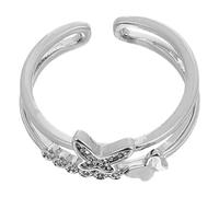 MOBUTOFU 1pc Adjustable Double-layer Butterfly Finger Ring for Women Elegant Decor Ring with Open Design Classic Stylish Ladies Jewelry Gift for Parties and Daily Wear