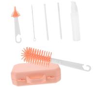 MOBUTOFU 1set Bottle Cleaning Brush Portable Storage Box Includes Nipple Brush Cleaner and Drying Rack for Convenient Home and Travel Use