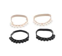 MOBUTOFU 2 Pairs Elastic Pearl-embellished High Heel Shoe Straps Anti-drop Ankle Bands for Women Loose Shoes Fit for Weddings and Events Black
