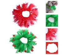 MOBUTOFU 2 Pcs Christmas Pet Collar for Dogs Soft and Washable Polyester Ribbon Collar with Bright Red Design, Lightweight and Simple for Holiday Dress or Party