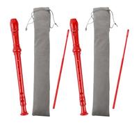 MOBUTOFU 2 Sets German Style Soprano Recorder for Students Red Abs Flute with Cleaning Rod and Case Beginner-friendly Instrument for Classroom Music Practice