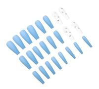 MOBUTOFU 24pcs Full Cover False Nail Tips Long Abs Press on Nails for Women Assorted Color Suitable for Different Finger Sizes Sturdy Daily Life Manicure