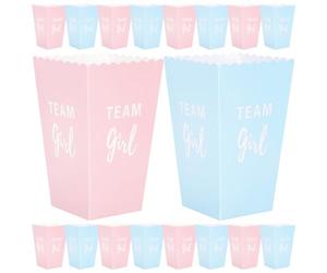 MOBUTOFU 24pcs Gender Reveal Popcorn Boxes Made of Paper with Assorted Colours for Special Occasions and Candy Buffet Tables, Party Supplies for Gender Reveal Events
