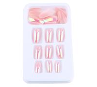 MOBUTOFU 24pcs Shiny Glittering Full Cover False Nails Plastic Nail Patch for Birthday Party and DIY Use Beautiful Colour Scheme Protecting Your Health Random Color