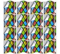 MOBUTOFU 25pcs Simulation Tile Sticker Set Adhesive PVC Material, Decorative Stained Glass Design in Different Shapes, for Smooth and Clean Surfaces in Home Or Bar Walls