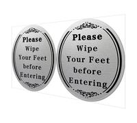 MOBUTOFU 2pcs Adhesive Wall Stickers Please Wipe Your Feet Indoor Decal for Front Porch and Bathroom Use Easy to Install Vinyl Floor Stickers