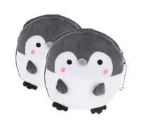 MOBUTOFU 2pcs Adorable Penguin Purse for Boys and Girls and Adults Cute Mini Wallet Keychain Soft Plush Change Holder Versatile Small Accessory for and Essentials Grey