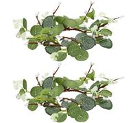 MOBUTOFU 2pcs Artificial Candle Ring Wreath with Eucalyptus Leaves and Faux Berries Decorative Easter Candle Holder for Table Centrepiece and Home Nordic Style Floral Wreath