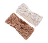 MOBUTOFU 2pcs Baby Headbands for Newborn Girls Knitted Bow Headbands Cute Hair Accessories for Toddlers Warm Rabbit Knot Design in Cream and Coffee