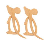 MOBUTOFU 2pcs Bamboo Mouse Brooch Pins Lightweight Wood Animal Shawl Pins Handcrafted Accessories for Women S Clothing Backpacks Suits Coats