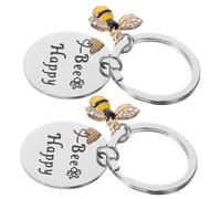 MOBUTOFU 2pcs Bee Keychain for Teachers Cute Hanging Pendant Thank You Keyring for Graduation and Appreciation Decorative Bee-Themed Keychain for Bags and Accessories