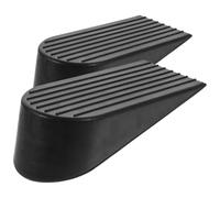 MOBUTOFU 2pcs Black Extra Large Rubber Door Wedge Stopper Heavy Duty Door Stop for Garage and Warehouse with Easy Installation and Safety Protection