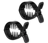 MOBUTOFU 2pcs Black round Hair Claw Clips for Ponytail and Bun Holders Strong Tension and Fasten Hair in Seconds Plastic Clips Suitable for Working and Playing on Beach
