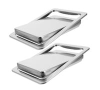 MOBUTOFU 2Pcs Brushed Stainless Steel Trash Bin Lids with Recessed Swing Flap and Hygienic Mechanism for Kitchen Cabinets Bathroom and Commercial Waste Bins