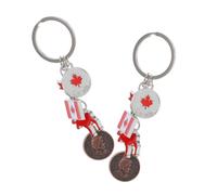 MOBUTOFU 2pcs Canadian Flag Keychains Metal Alloy Canada Keychain for Lovers Decorative Bag Pendant Souvenir Keyring