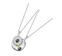 MOBUTOFU 2Pcs Couple Necklaces Projection Lockets with Sun and Moon Pendants, Love Matching Necklaces for Couples, Romantic Gift for Boyfriend and Girlfriend, Valentine’S Day Jewelry