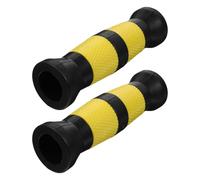 MOBUTOFU 2pcs Dumbbell Handle Covers, Replaceable Dumbbell Grip Covers, Pvc Barbell Lifting Grips, Black Yellow, Quick Installation Removal for Strength Training