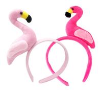 MOBUTOFU 2pcs Flamingo Hair Headbands for Party Accessories, Unique Plush Cloth Material, Long Serving Time, Not Easy to Break, for Hawaiian Party or Birthday Celebration