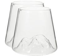 MOBUTOFU 2pcs Fuji Mountain Glass Cup High Borosilicate Multi Function Use | Oven Safe, Dishwasher Safe, Microwave Safe, Bar Use, Container Purposes, Reusable Drinking Glasses