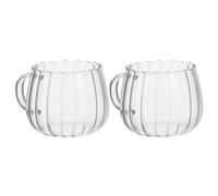 MOBUTOFU 2pcs Glass Coffee Mugs 400ml Glass Cups for Tea and Milk with Stylish Design, Safe to Use and Easy to Clean, for Breakfast Or Hot Beverages