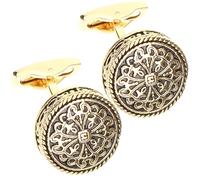 MOBUTOFU 2pcs Golden Vintage Cuff Links Studs for Men Alloy Material Chic Simple Design Practical Use Great Convenience for Father’s Day Christmas