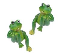 MOBUTOFU 2pcs Green Resin Frog Miniature Garden Sculptures with Realistic Shape for Courtyard Decoration, Creative Fine Workmanship Garden Mini House Decor