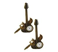 MOBUTOFU 2pcs Guitar Watch Keychain Vintage Pocket Watch Clip for Collectibles Fashion Accessory