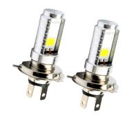 MOBUTOFU 2pcs H4 Cob 6w Superbright LED Headlight Bulb for Motorcycle | Aluminium Body, Built in Cooling Fin, Dc 12-80v Input, Silver Finish, for Electric Car Use