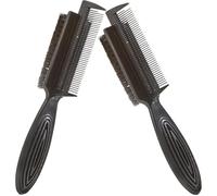 MOBUTOFU 2pcs Hard Hair Brush with Nylon Bristle and Abs Material Lightweight Double-sided Slick Back Hair Brush for Adding Volume for Hotel and Barbershop Use