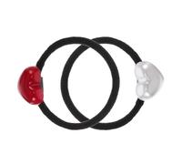 MOBUTOFU 2pcs Heart Hair Ties Elastic Hair Bands Soft Plastic Rubber Material Elegant Fashionable Design for Women Daily Life and Parties Valentines Day Accessory
