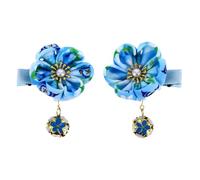 MOBUTOFU 2pcs Japanese Style Hair Ornament for Decorative Plum Blossom Hair Pins with Fine Handmade Workmanship Blue Cloth and Alloy Material Party Decoration Accessories