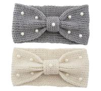 MOBUTOFU 2pcs Knitted Bow Headbands for Women Warm Ear Warmer Hair Band Vintage Crochet Turban Style for Layering Cold Weather Fashion Accessory for Casual and Formal Occasions
