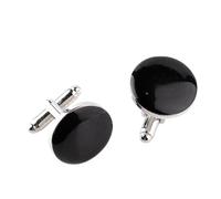 MOBUTOFU 2pcs Men's Black round Alloy Cufflinks Classic Business-style Shirt Accessories Portable No Fading Formal Cuff Links for Wedding and Anniversary
