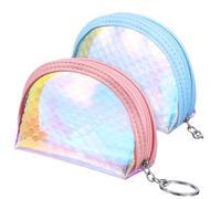 MOBUTOFU 2pcs Mermaid Purse Cute Mini Zippered Wallets for Girls Multi-Functional Small Pouches Key Adorable Change Purses for Everyday Use