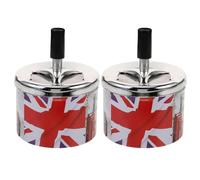 MOBUTOFU 2pcs Metal Ashtray with Rotating Lid, Cigarette Extinguisher, Portable Automatic Extinguishing Design for Home and Indoor Use, Easy to Clean