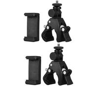 MOBUTOFU 2pcs Phone Holder for Exercise Bike - Heavy-Duty Clamp 180° Rotation Smartphone Mount - for Push Cart Motorcycle Scooter ATV Treadmill Stroller Handlebar